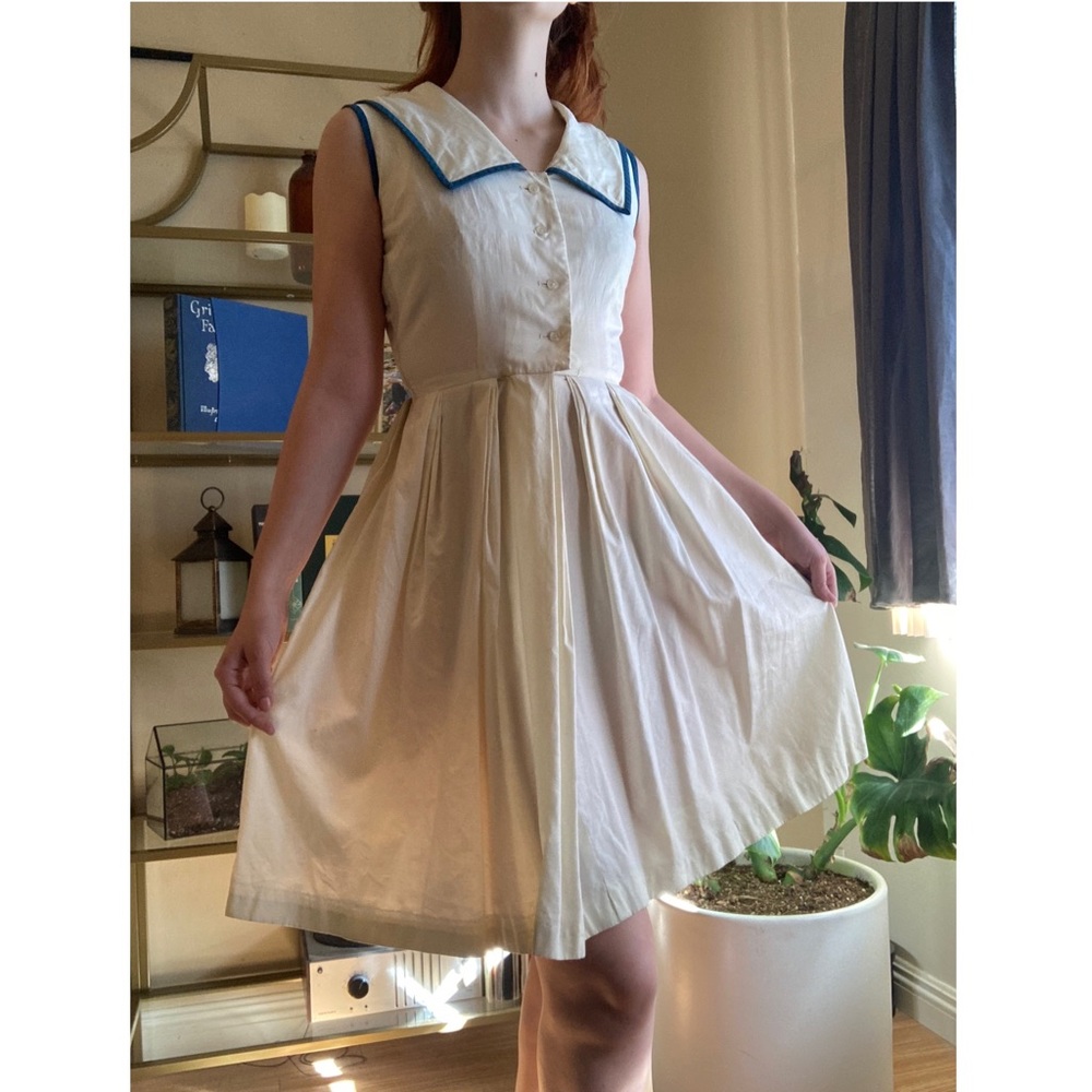 1950s Vintage Nautical Sailor Suit Juniors Dress